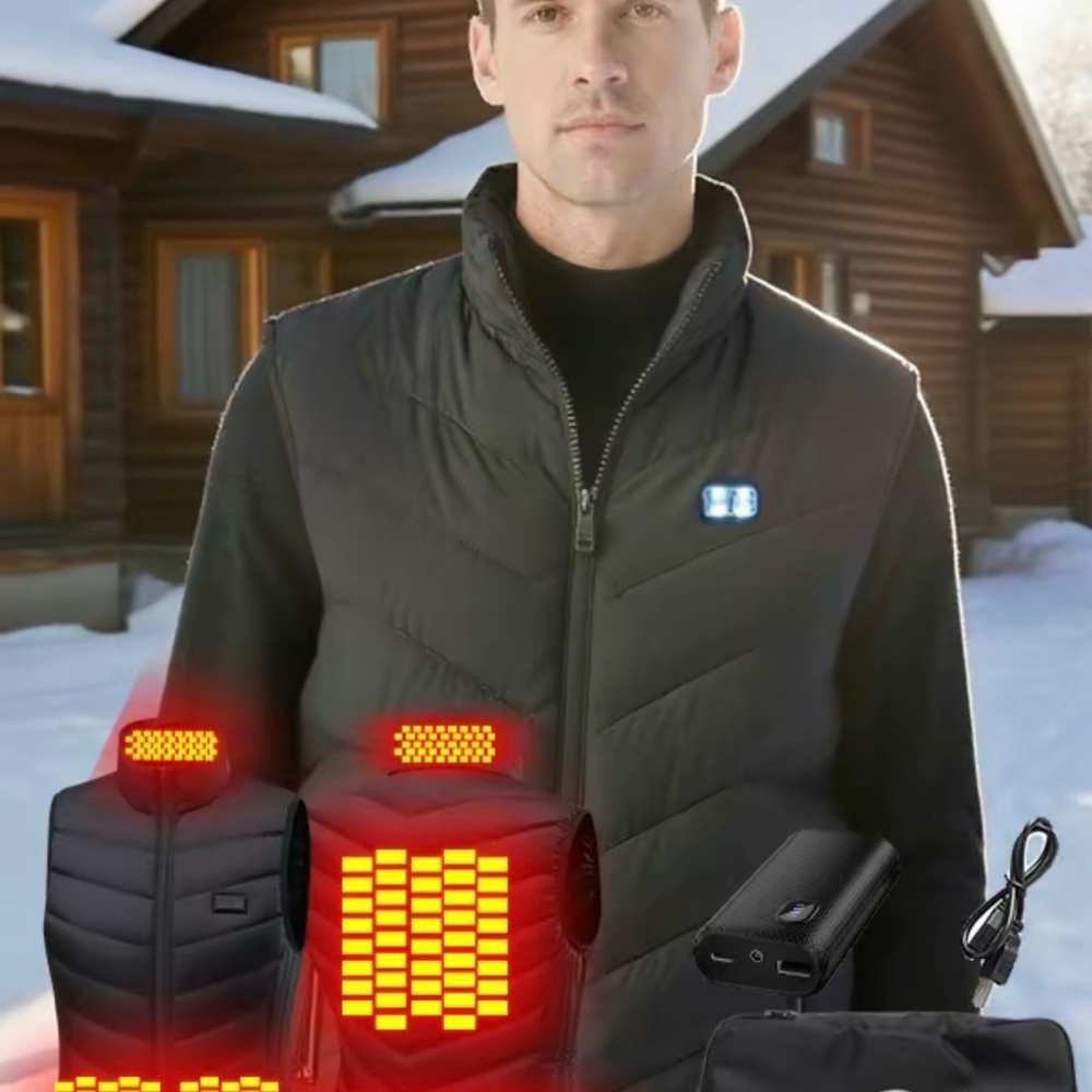 Heated Black Vest with Power Bank